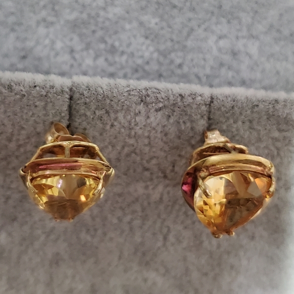 14K Gold Citrine Earrings - Picture 4 of 10